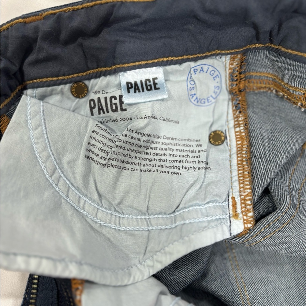 Paige Skyline Ankle Peg Stretch Denim Jeans 24 Dark Wash Mid Rise - Picture 8 of 13